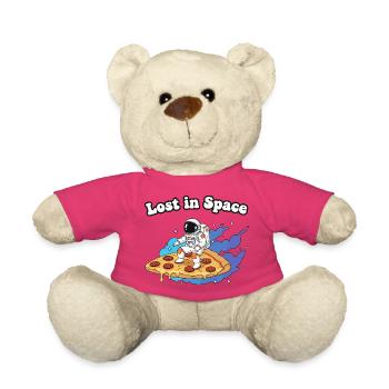 Astronaut on pizza in space - Teddy Bear - pink - Front