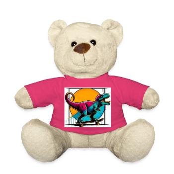 Dinosaur on Skateboard - Teddy Bear - pink - Front