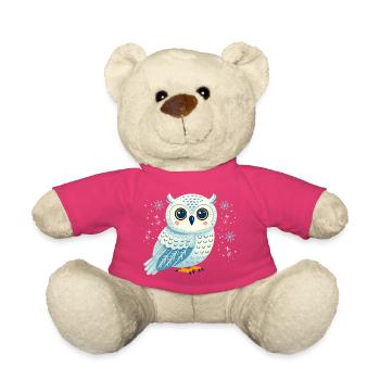 Hibou des hivers dans les flocons de neige - Nounours - rose - Devant