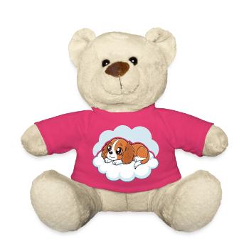 Chiot Cavalier King Charles rêveur sur un nuage - Nounours - rose - Devant