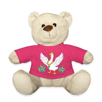 Oie royale de fête avec chaîne pailletée - Nounours - rose - Devant