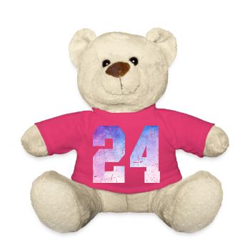numéro 24 – Cadeau anniversaire 24 ans - Nounours - rose - Devant