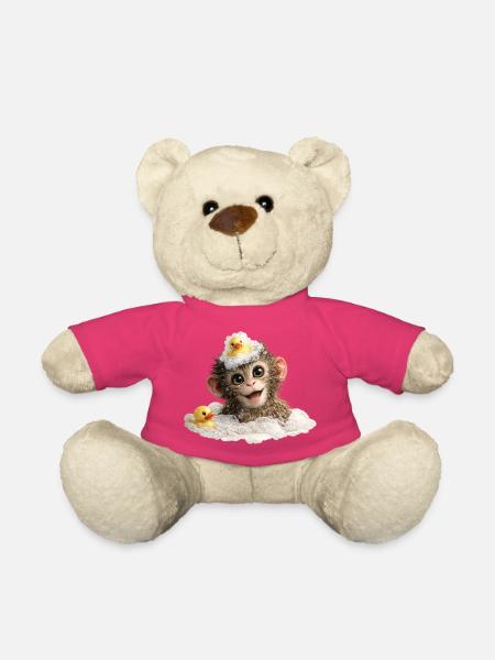 Badezeit-Affenchen mit Badeente - Teddy - Pink