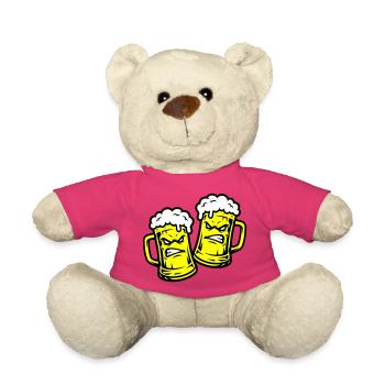 Beer Comic Beer Glass - Teddy Bear - pink - Front