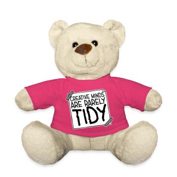 Creative Minds Are Rarely Tidy Funny Creative Logo - Teddy Bear - pink - Front
