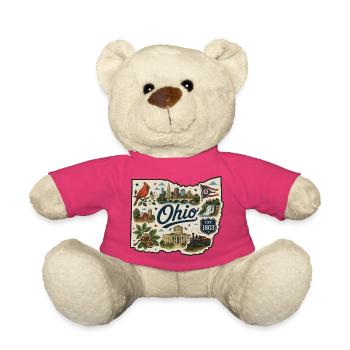 Ohio Buckeye State Vintage-Reiseaufkleber - Teddy - Pink - Vorne