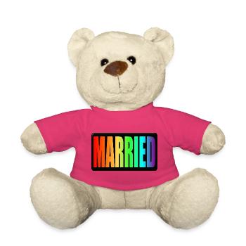 RAINBOW - MARRIED LGBTQ - WEDDING PRIDE - Teddy Bear - pink - Front