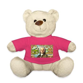 Johann Sebastian Bach: Porträt in modernem Malstil - Teddy - Pink - Vorne