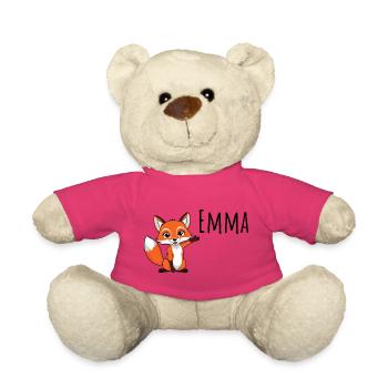 Fox - My Name Is Emma - Cute Forest Animal - Teddy Bear - pink - Front