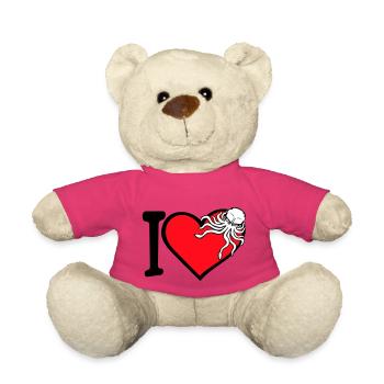 Ich liebe Oktopus Herz I Love Herz Symbol Logo süß - Teddy - Pink - Vorne