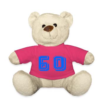 60. 60 ANS. 60e ANNIVERSAIRE. ANNIVERSAIRE 60 ANS. - Nounours - rose - Devant