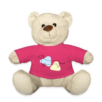 Line Art Dachshund pastel - Teddy Bear - pink - Front