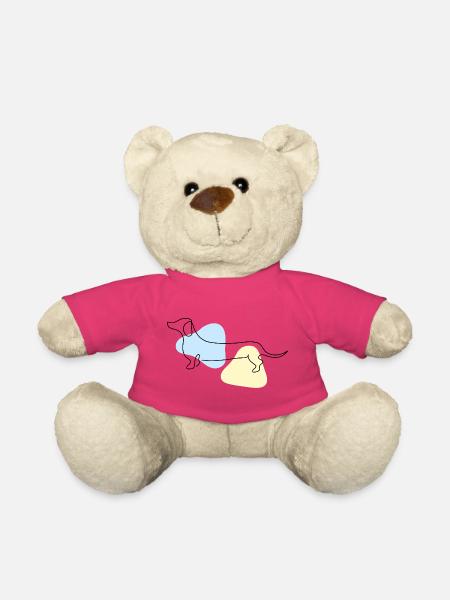 Art au trait Teckel pastel - Nounours - rose