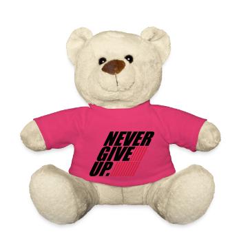 stripes design never give up logo never give up - Teddy Bear - pink - Front
