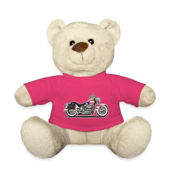 Moto Patriot américaine avec drapeau - Nounours - rose - Devant