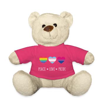Mois de la fierté LGBT - Paix, amour, fierté - Nounours - rose - Devant