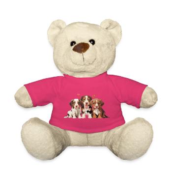 Chiots - 3 petits chiens avec des cœurs - Nounours - rose - Devant