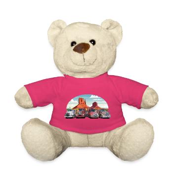 Semi-remorques, camions sur l’autoroute - Nounours - rose - Devant