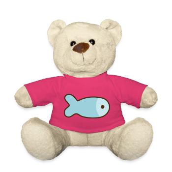 Illustration minimaliste de poisson bleu - Nounours - rose - Devant
