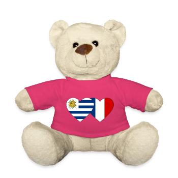 Uruguay Frankreich Herz Flagge - Teddy - Pink - Vorne