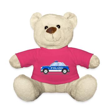 Polizeiauto in Blau und Silber - Teddy - Pink - Vorne
