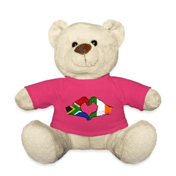 Afrique du Sud Drapeau Irlande mains forme de cœur utilisé - Nounours - rose - Devant