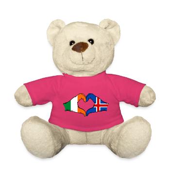 Ireland Iceland flag hands heart shape - Teddy Bear - pink - Front
