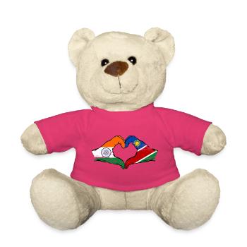Drapeau de l'Inde et de la Namibie, mains en forme de cœur utilisées - Nounours - rose - Devant