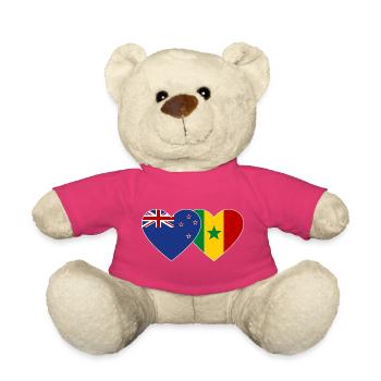 Neuseeland Senegal Flagge Herz - Teddy - Pink - Vorne