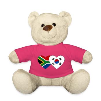 Südafrika Südkorea Flagge Herz - Teddy - Pink - Vorne