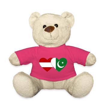 Austria Pakistan Flag Heart - Teddy Bear - pink - Front