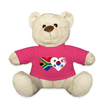 South Africa South Korea Flag Heart - Teddy Bear - pink - Front