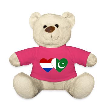 Pays-Bas Pakistan Drapeaux Coeur - Nounours - rose - Devant