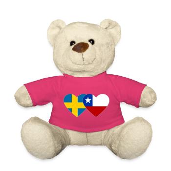 Schweden Chile Flagge Herz - Teddy - Pink - Vorne