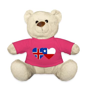Iceland Chile Flag Heart - Teddy Bear - pink - Front