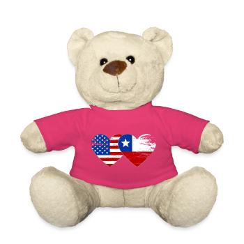 États-Unis Chili Drapeau Coeur - Nounours - rose - Devant