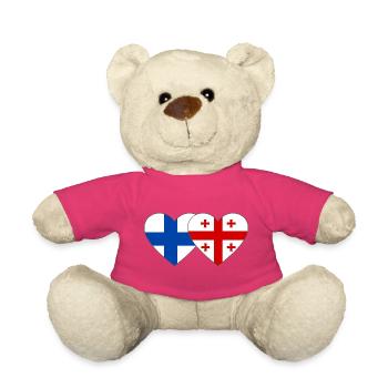 Cœur du drapeau de la Finlande Géorgie - Nounours - rose - Devant