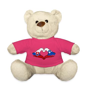 Slovakia Slovenia Flag Herform Hands - Teddy Bear - pink - Front