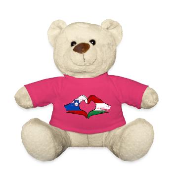 Slovenia Hungary flag hands heart shape used - Teddy Bear - pink - Front