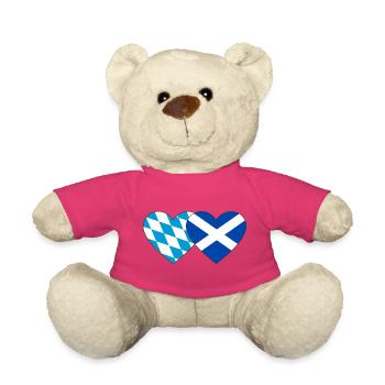 Bavière, Écosse, Drapeau, Coeur - Nounours - rose - Devant