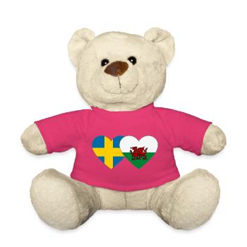 Cœur du drapeau Suède du Pays de Galles - Nounours - rose - Devant