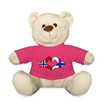 Norwegen Finnland Flagge Herz Hände used - Teddy - Pink - Vorne