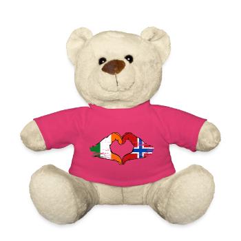 Mains du drapeau de l’Irlande et de la Norvège en forme de cœur utilisées - Nounours - rose - Devant