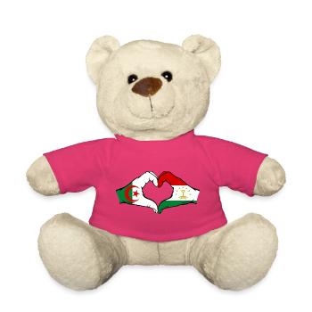 Drapeau du Tadjikistan Algérie Mains Forme de cœur - Nounours - rose - Devant