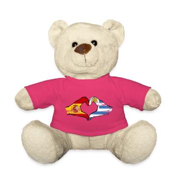 Flaggenherz Spanien Uruguay used - Teddy - Pink - Vorne