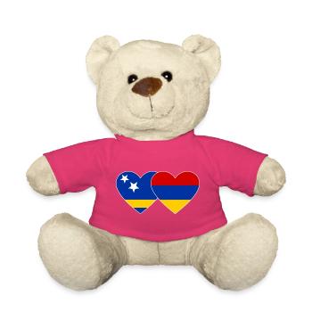 Curacao Armenia Flag Heart - Teddy Bear - pink - Front
