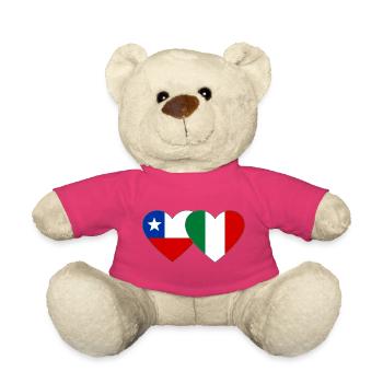Chile Italien Flagge Herz - Teddy - Pink - Vorne
