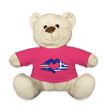 Kap Verde Griechenland Flagge Hände Herzform used - Teddy - Pink - Vorne