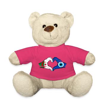 Algeria Nazar Flag Hands Heart Shape Used - Teddy Bear - pink - Front