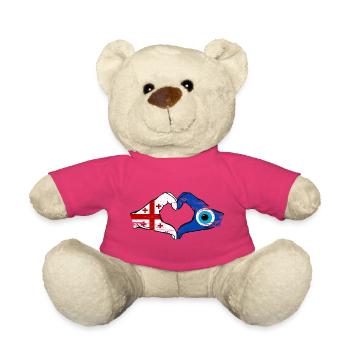 Georgia Nazar Flag Hands Heart Shape Used - Teddy Bear - pink - Front